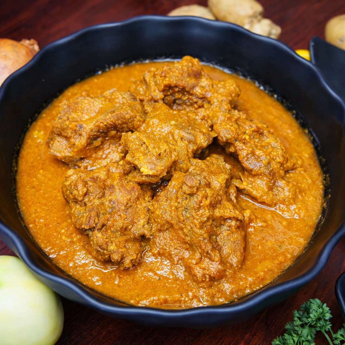 Soupe de mouton accompagné d’attiéké.