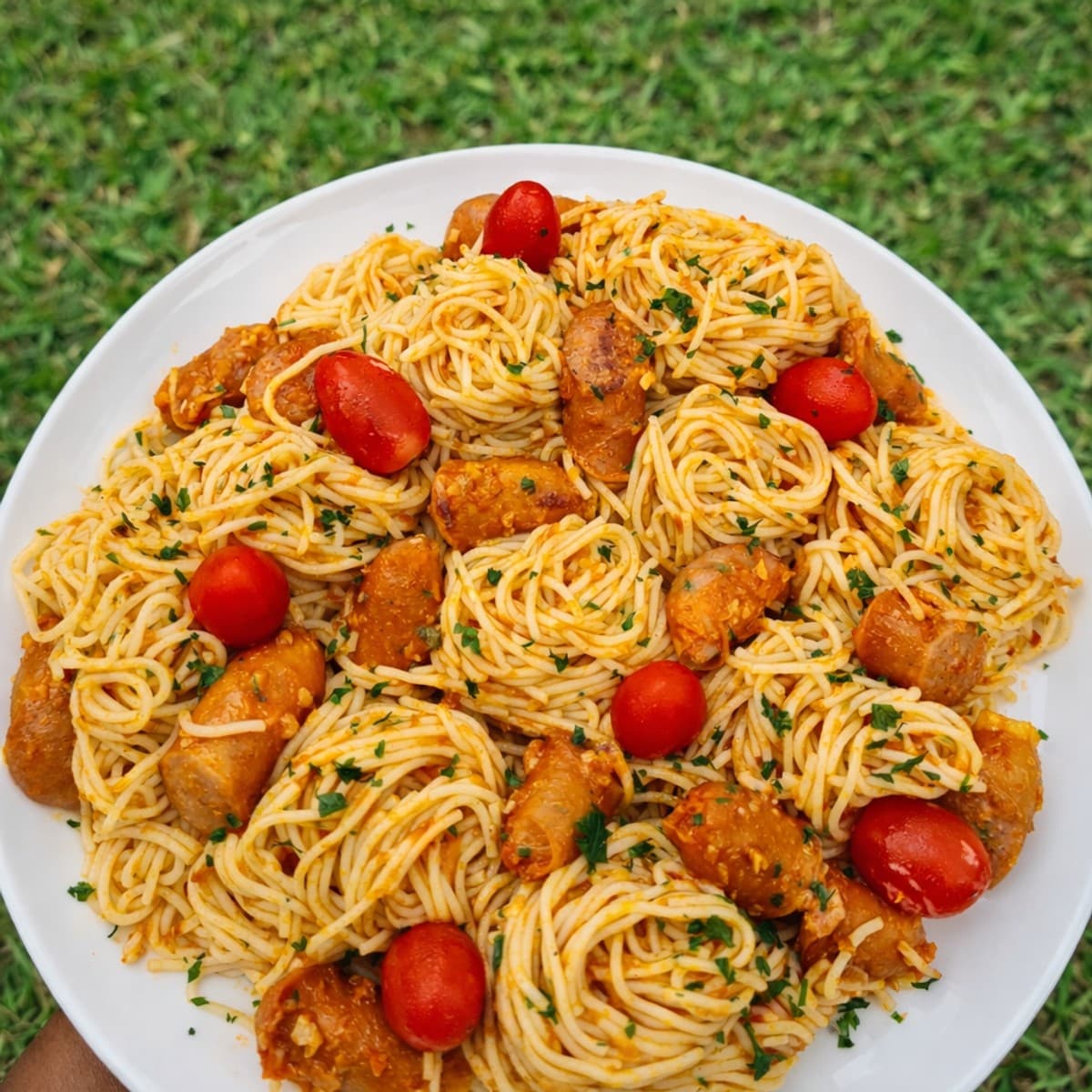 Spaghetti sauté aux saucisses