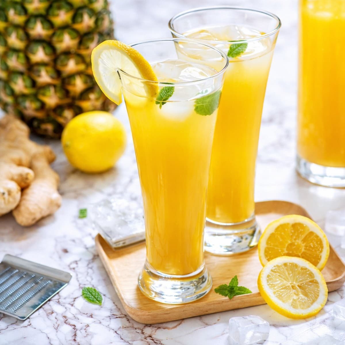 Thé glacé au gingembre, a l’ananas et au citron