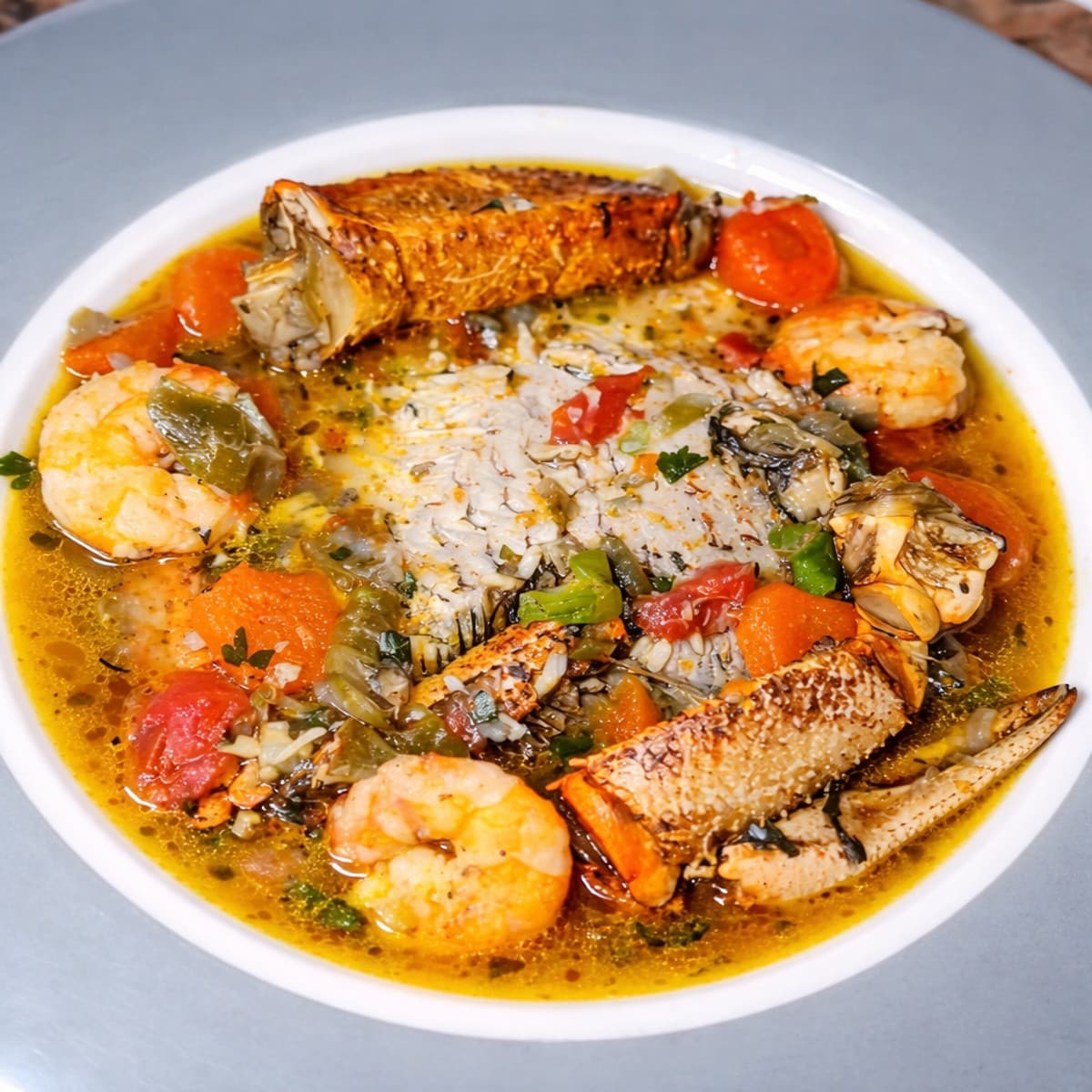 Bouillon de carpes avec ses camarades crabes et crevettes. ☺️☺️☺️