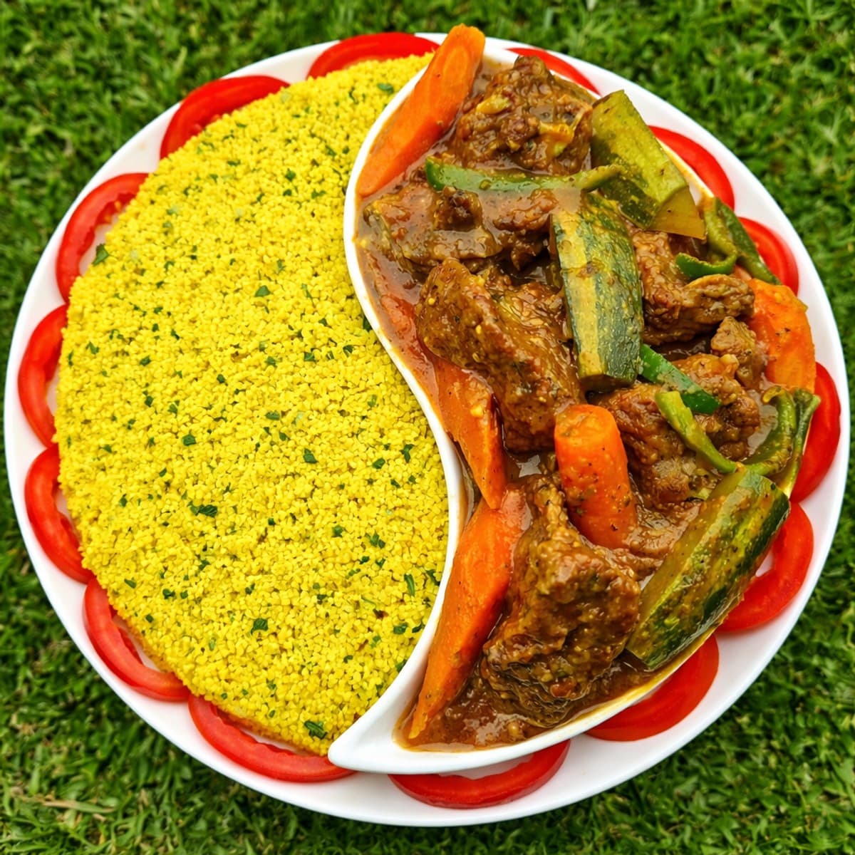 Couscous au curcuma et son ragoût de bœuf