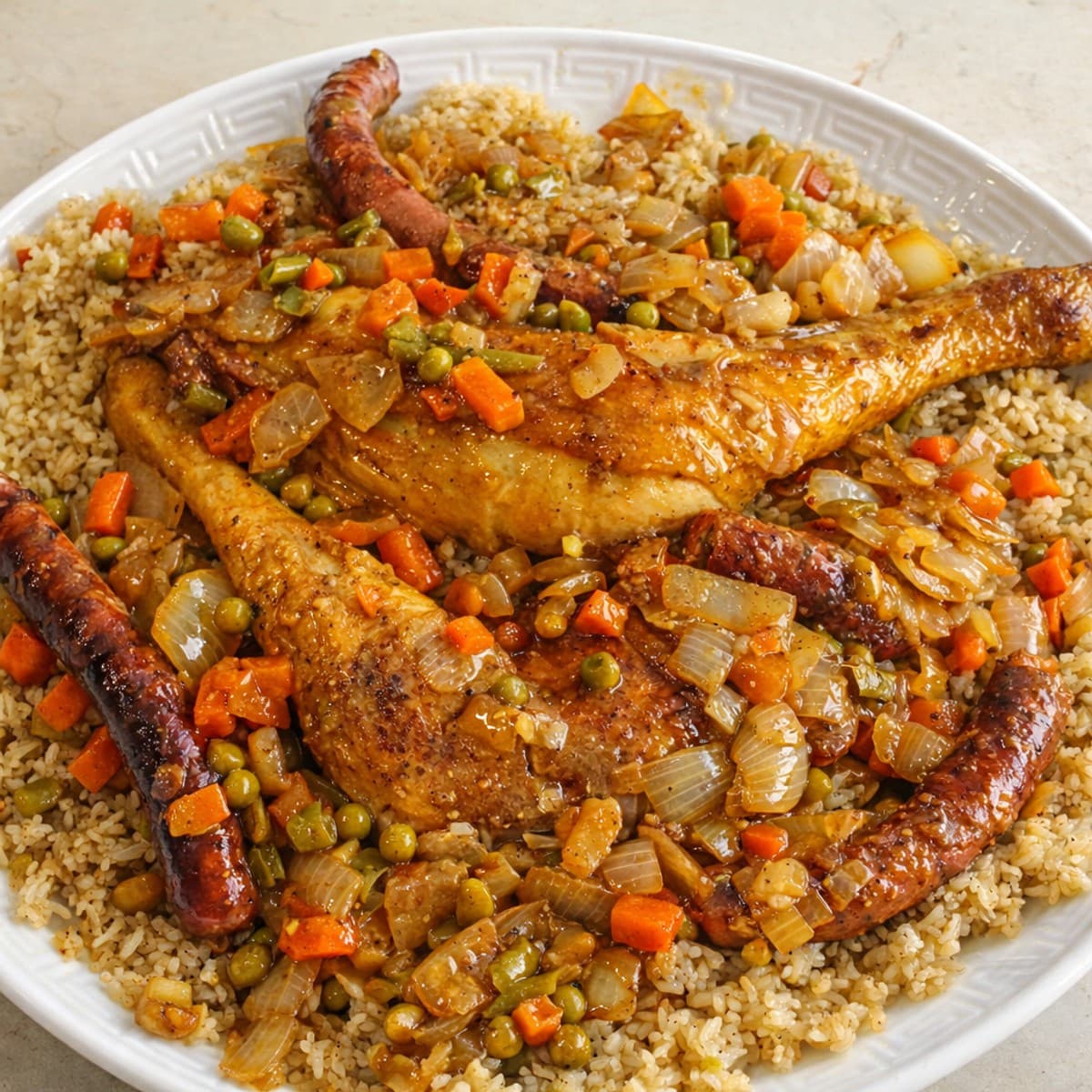 Riz au poulet ou riz avec du poulet
