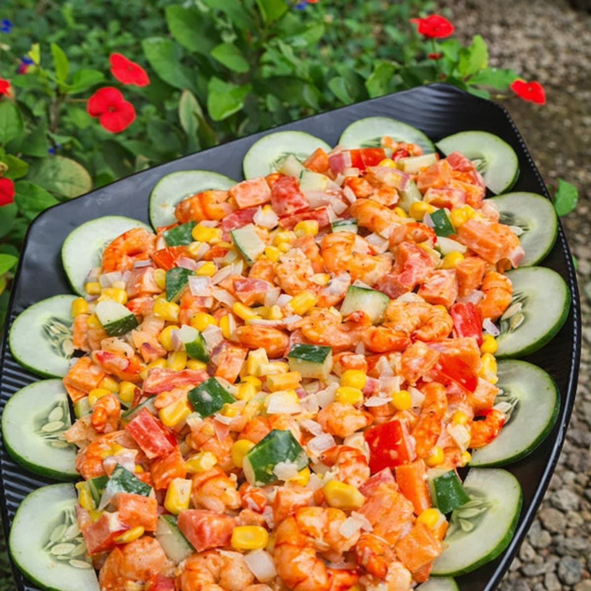 Salade de légumes aux crevettes