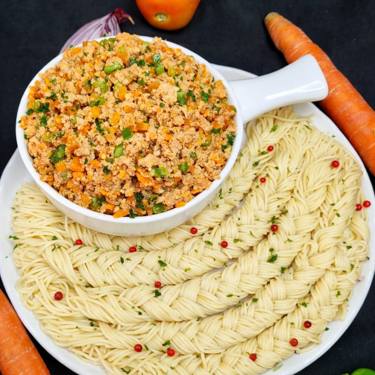 Sauce bolognaise de poulet et ses spaguetti coiffé