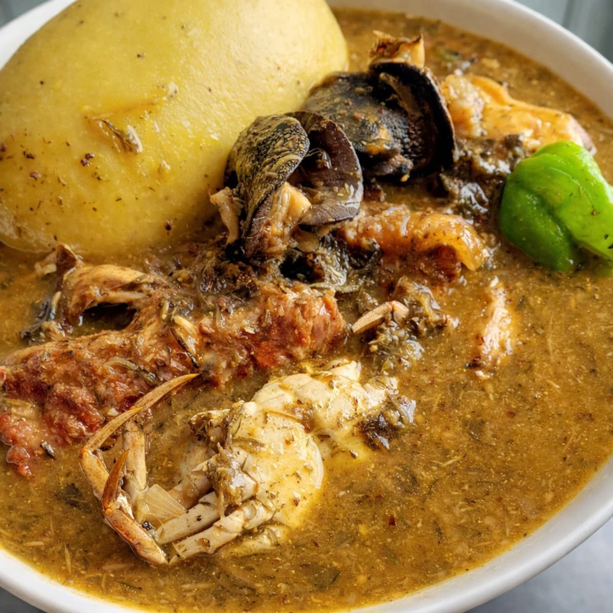 Sauce klégléssou (sauce de gombo sec) avec foutou