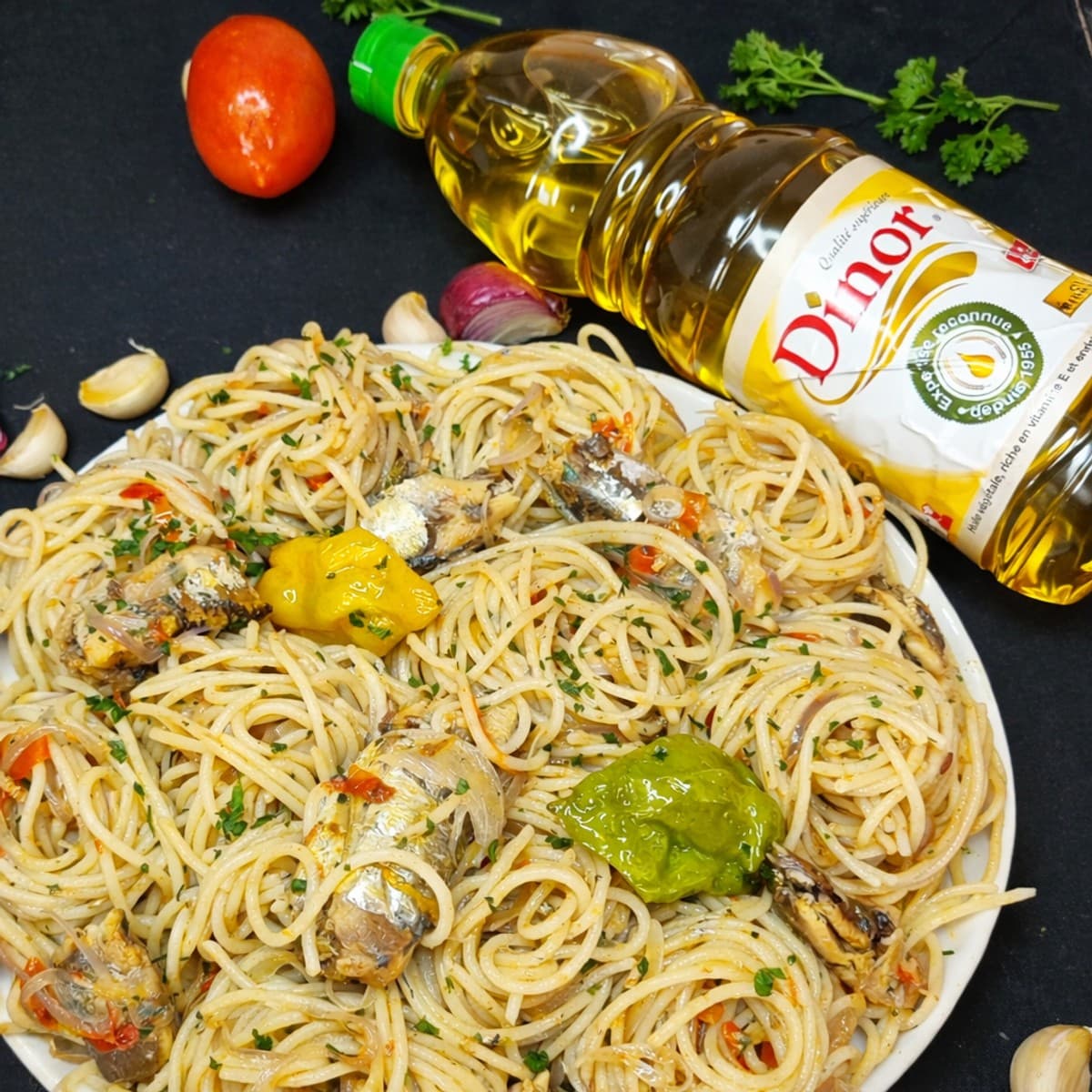 Spaghetti sauté à la sardine