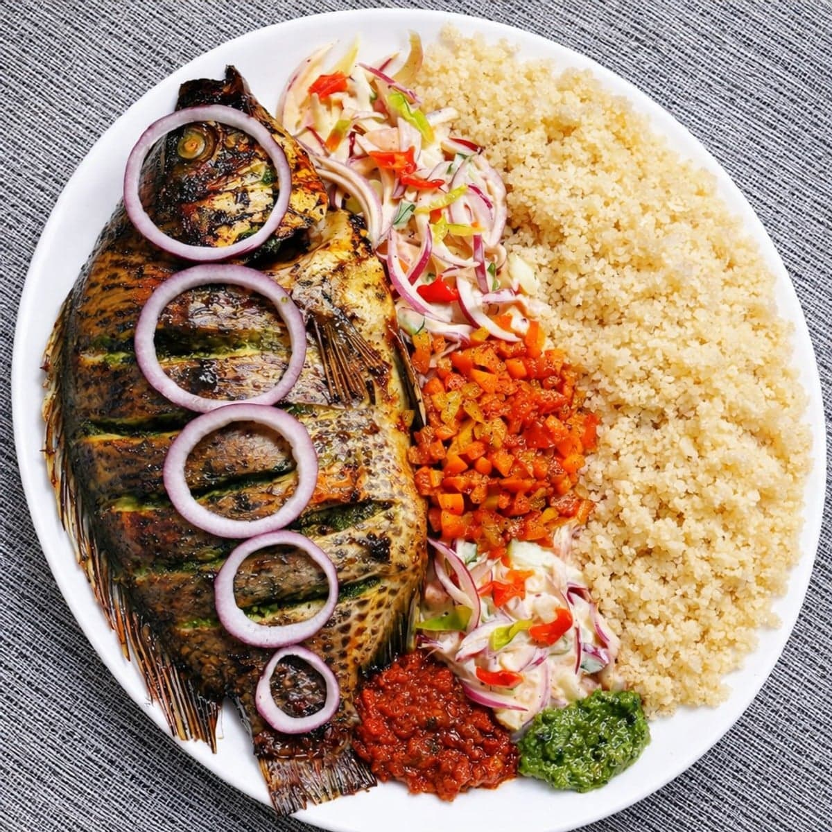 Tilapia braisé attiéké