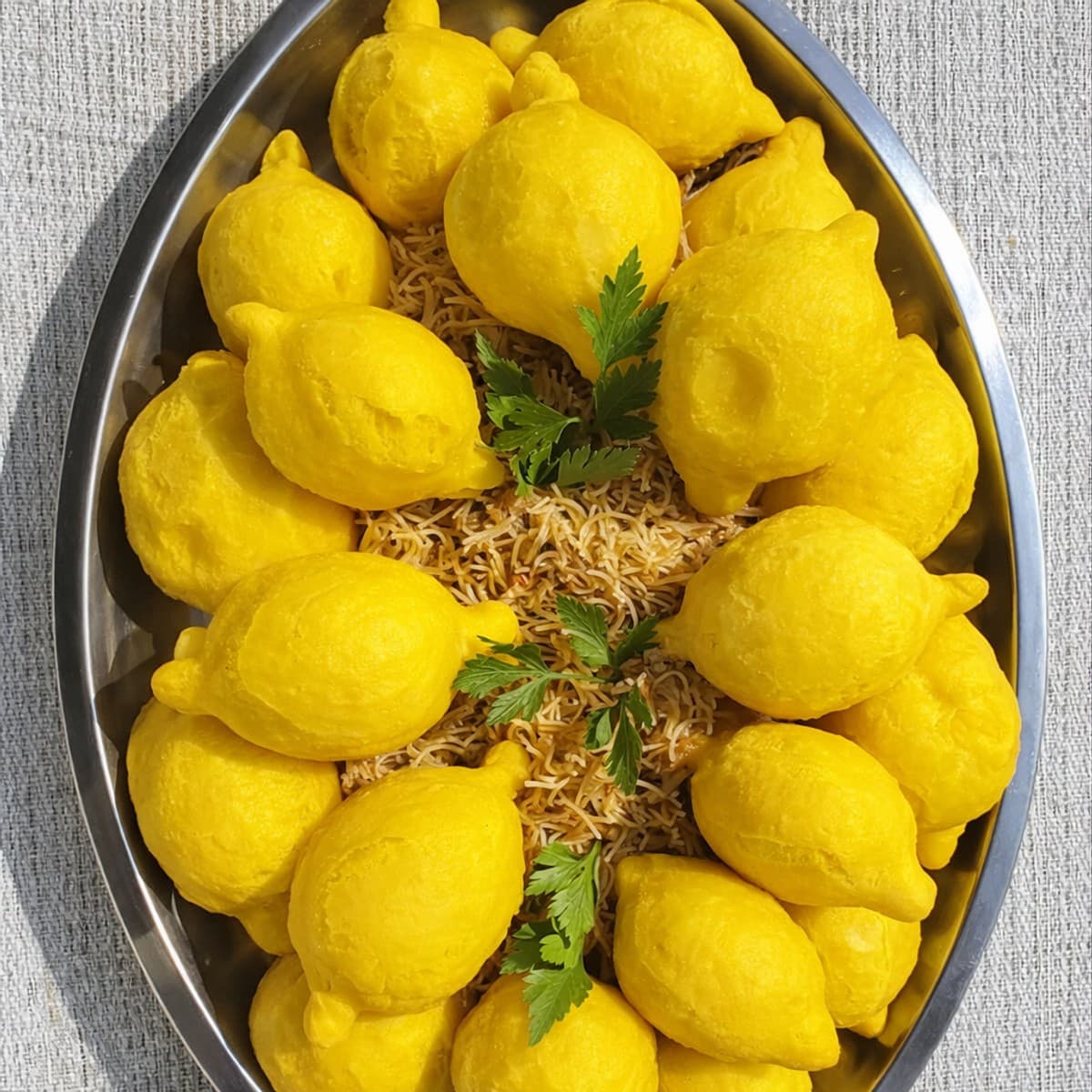 Beignets jaunes aux vermicelles au thon