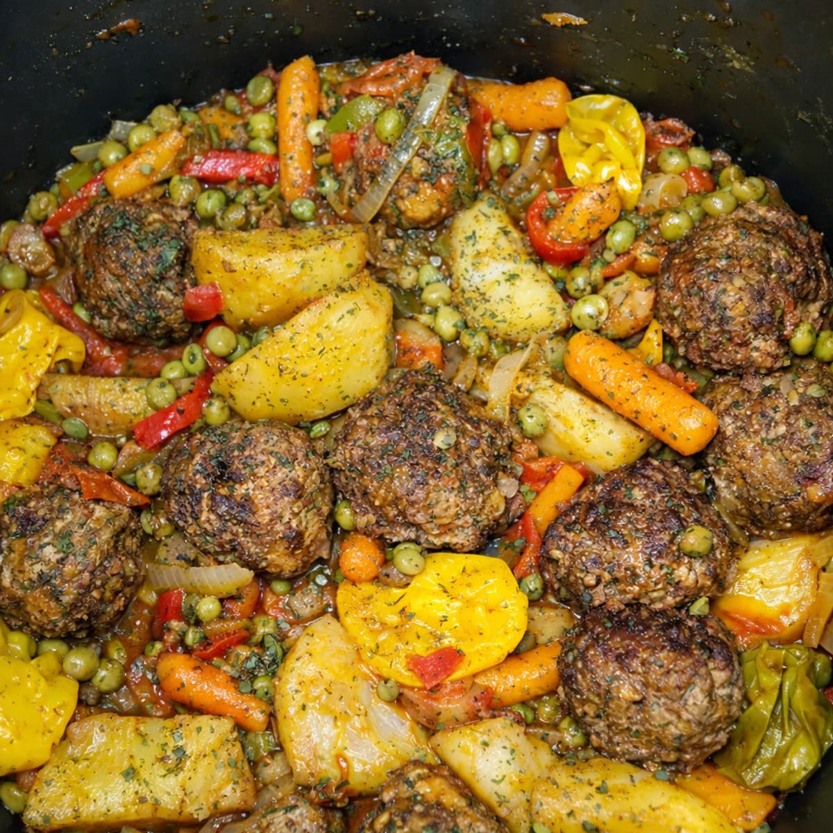 Boulettes de viande aux petits pois et légumes : recette familiale