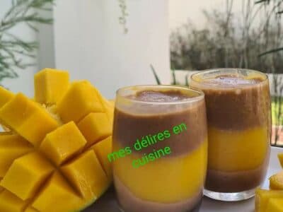 Mousse au chocolat et crème mangue