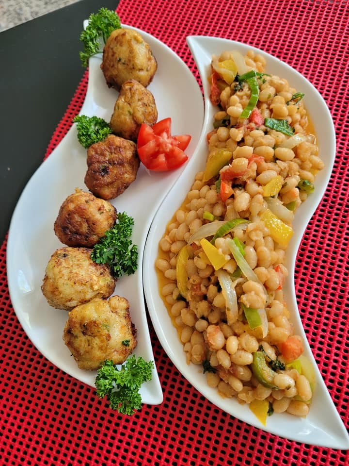 Sauté de haricot blanc et boulettes de tilapia