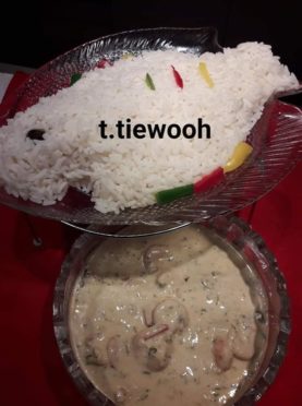 Crevettes à la crème fraîche et son riz