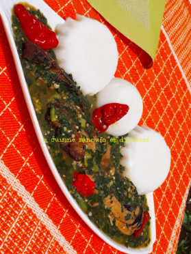 Feuille de Gboman feat gombo frais avec tô (Akoume) blanc