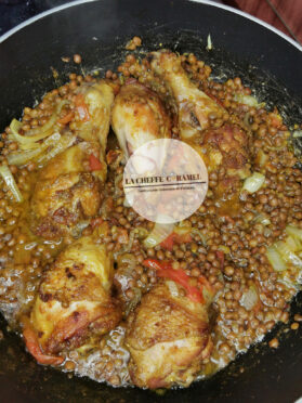 Pilons de poulet frit au lentilles