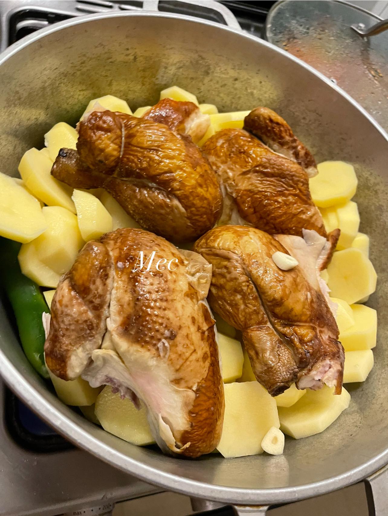 Pommes de terre au poulet fumé