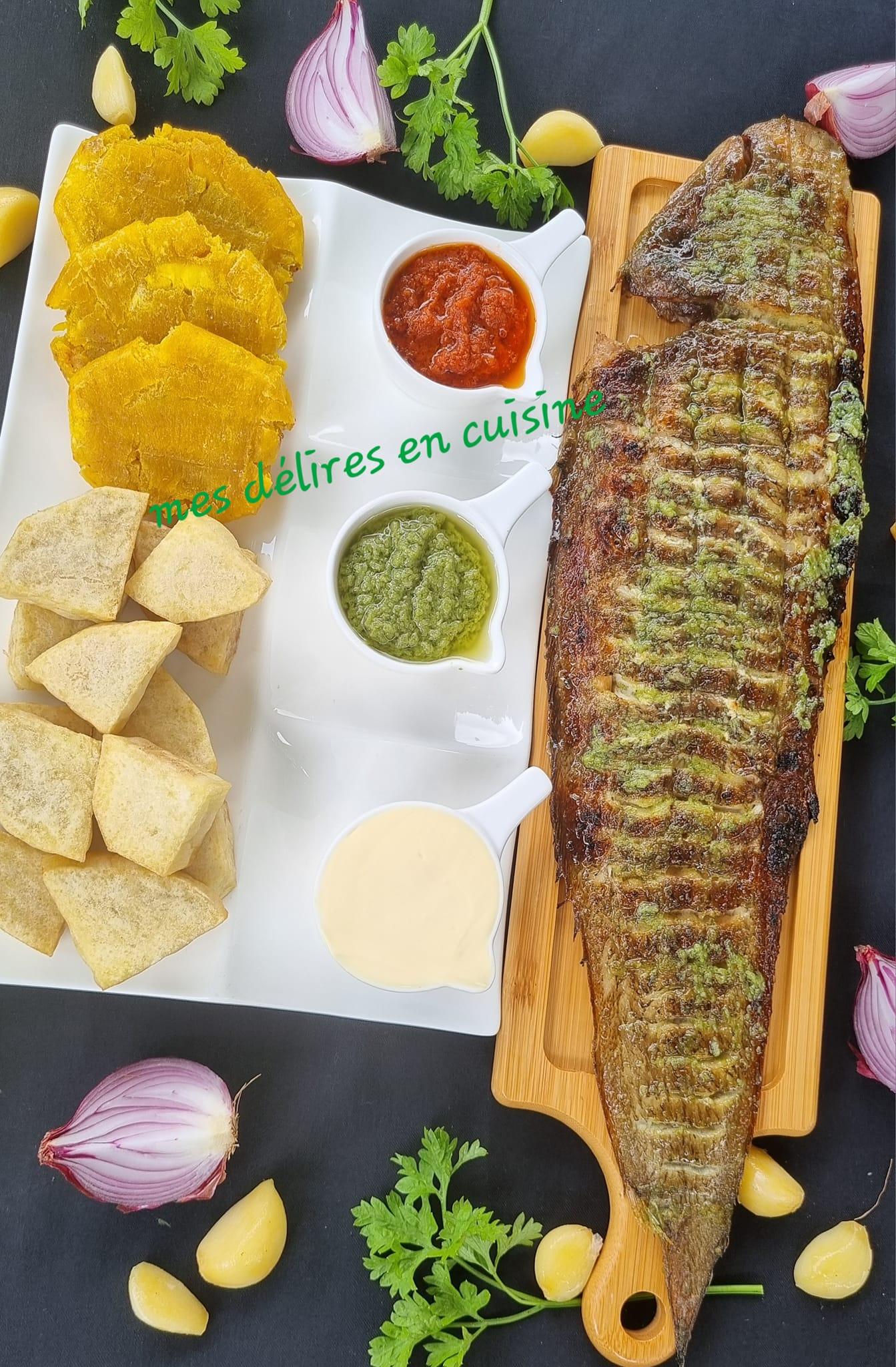 Sole braisée, son plantain tapé et son igname frit