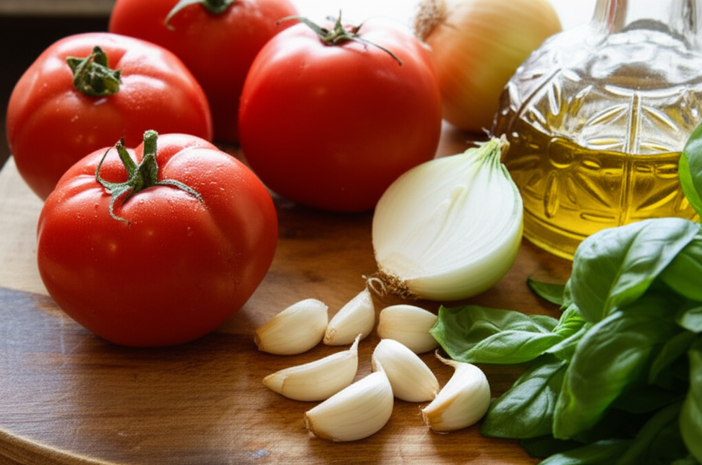 Ingrédients pour sauce tomate maison